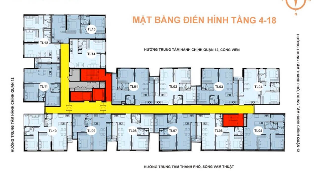 mặt bằng tầng 4-18 dự án happy one thạnh lộc