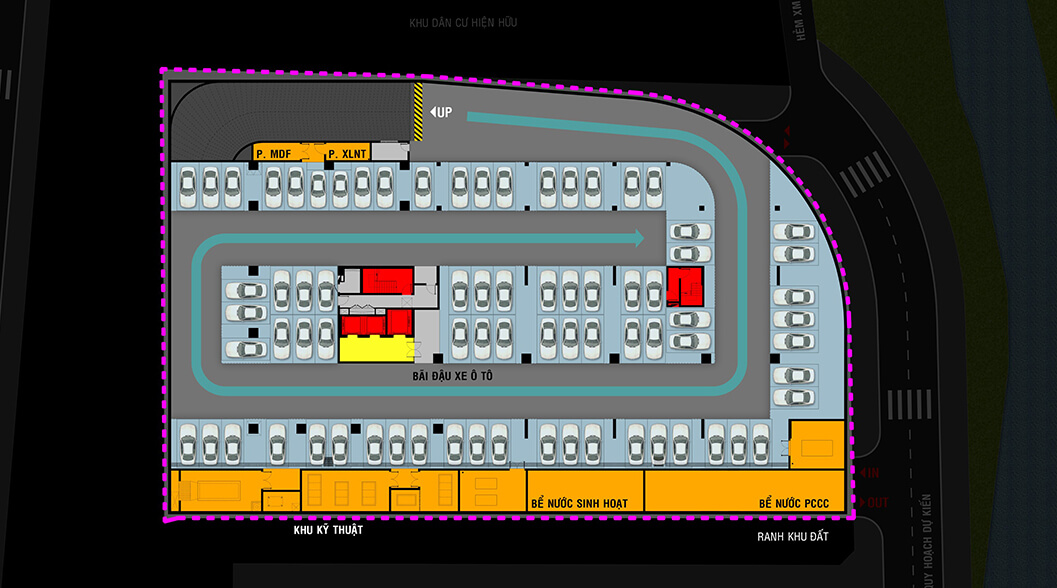 mặt bằng tầng hầm dự án happy one thạnh lộc